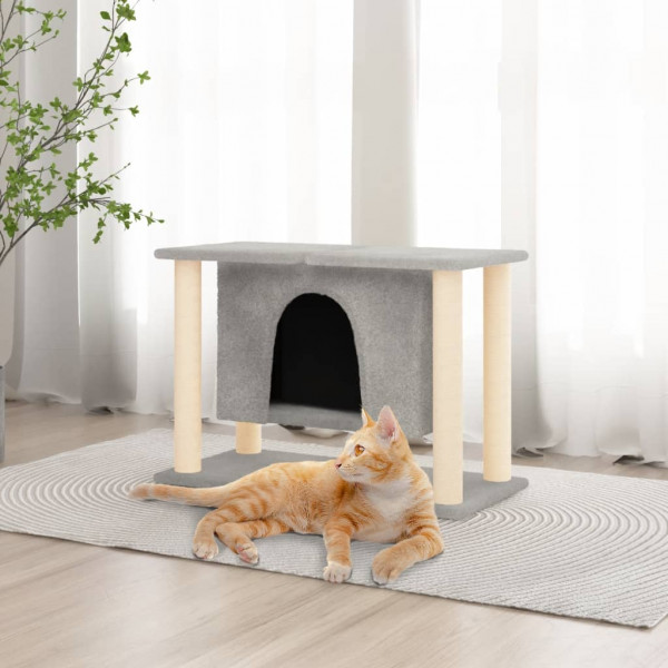 Rascador para gatos con postes de sisal gris claro 190 cm D