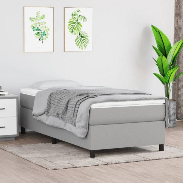 Cama box spring con colchón tela gris claro 80x200 cm D