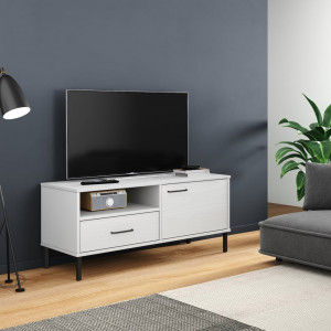 Mueble de TV con patas de metal OSLO madera maciza pino blanco D