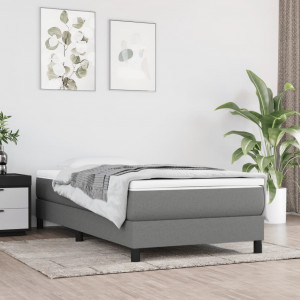 Cama box spring con colchón tela gris oscuro 90x200 cm D