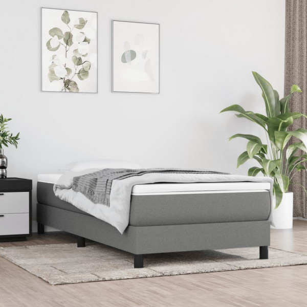 Cama box spring com colchão tecido cinza escuro 90x200 cm D