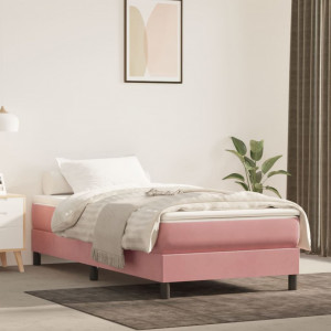 Cama box spring con colchón terciopelo rosa 90x200 cm D