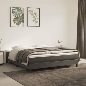 Cama box spring con colchón terciopelo gris oscuro 180x200 cm D