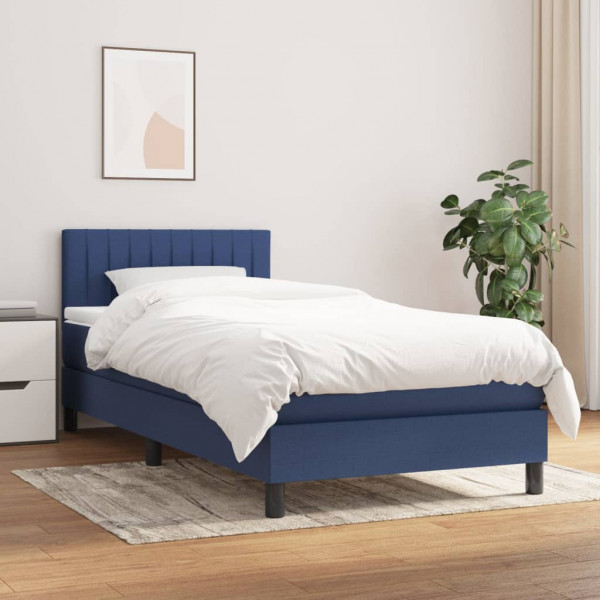 Cama box spring con colchón tela azul 90x200 cm Cama box spring con colchón tela azul 90x200 cm D