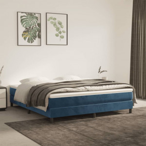 Cama box spring con colchón terciopelo azul oscuro 180x200 cm D