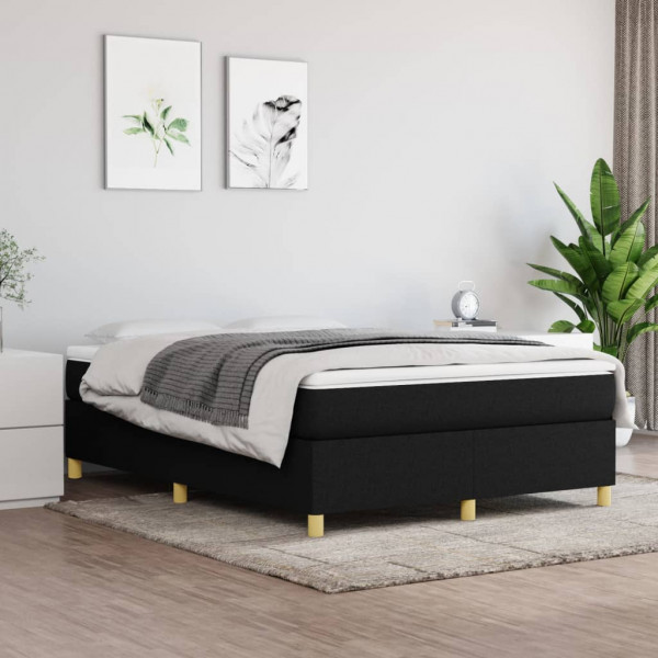 Cama box spring con colchón tela negro 140x190 cm D