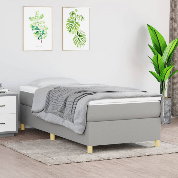 Cama box spring com colchão tecido cinza claro 90x190 cm D