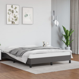 Estructura de cama de cuero sintético gris 140x190 cm D