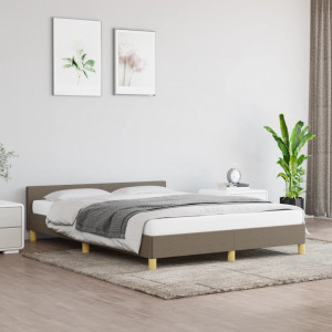 Estructura de cama con cabecero de tela gris taupe 140x190 cm D