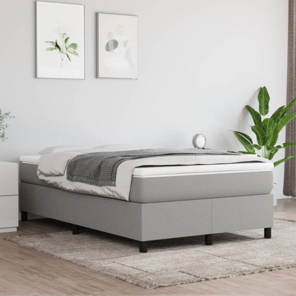 Cama box spring com colchão tecido cinza claro 120x200 cm D