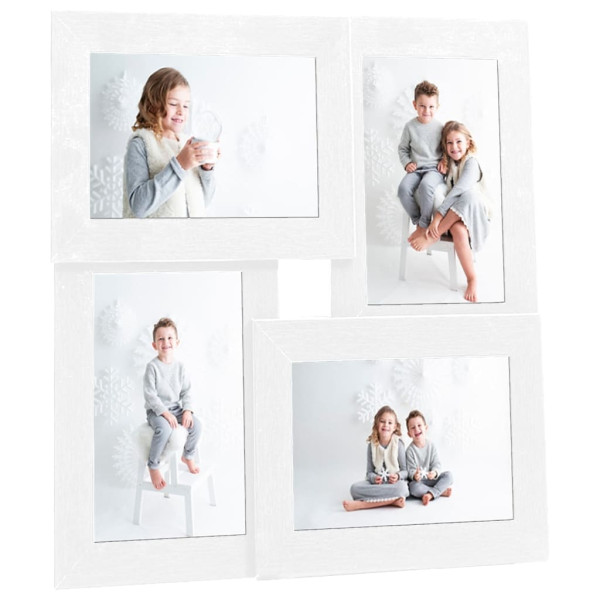 Marco de fotos collage para foto de 4x(13x18 cm) blanco MDF D
