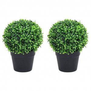Plantas de boj artificial 2 uds forma bola maceta verde 27 cm D