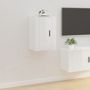 Mueble para TV de pared blanco brillante 40x34.5x60 cm D