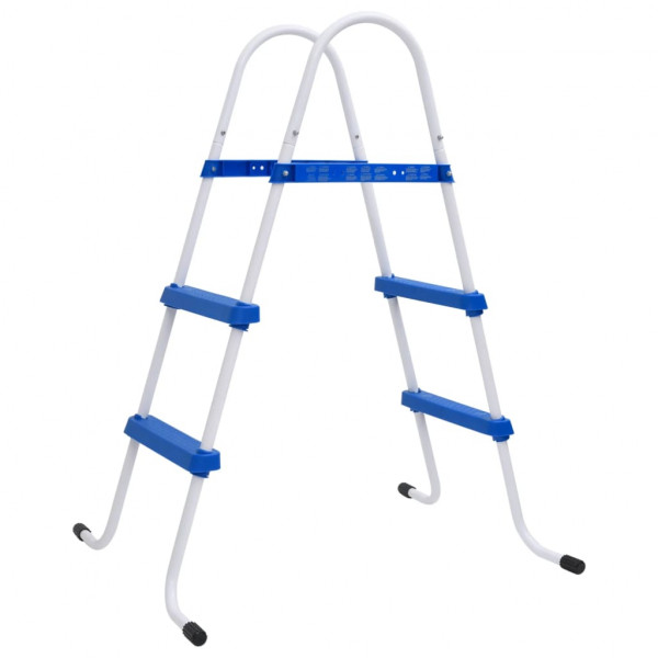 Escalera para piscina acero azul y blanco 84 cm D