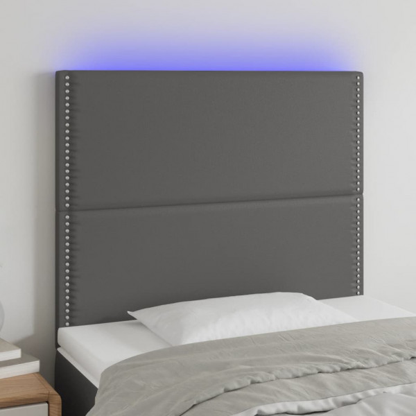 Cabecero con luces LED cuero sintético gris 100x5x118/128 cm D