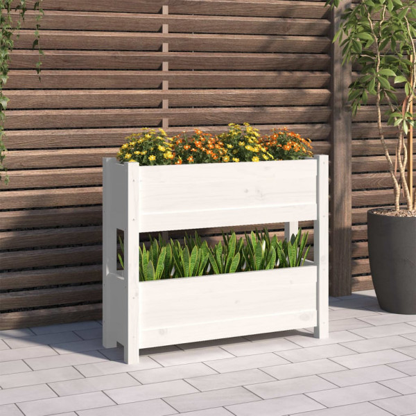 Jardinera de madera maciza de pino blanco 77x25x66 cm D