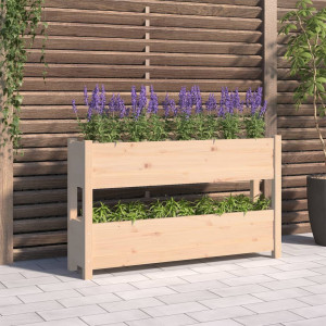 Jardinera de madera maciza de pino 112x25x66 cm D