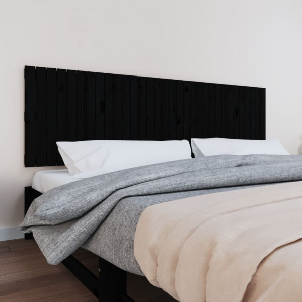 Cabeça de cama de parede madeira maciça pinho preto 204x3x60 cm D