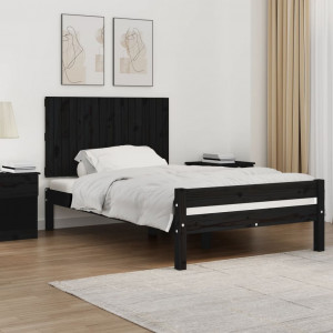 Cabecero de cama de pared madera maciza pino negro 108x3x60 cm D