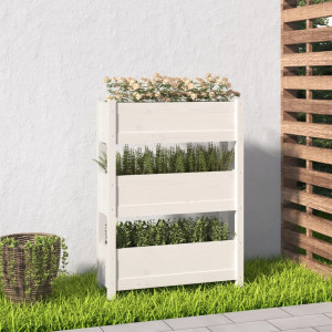 Jardinera de madera maciza de pino blanco 77x25x104.5 cm D