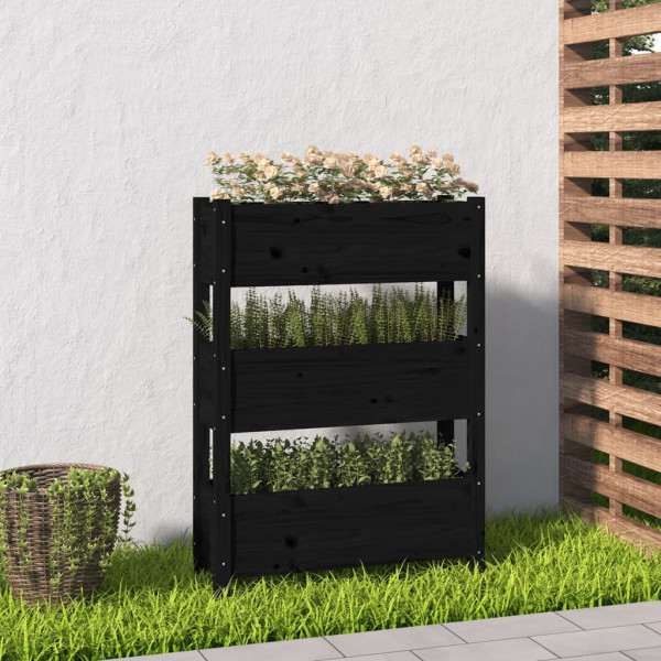 Jardinera de madera maciza de pino negro 77x25x104.5 cm D