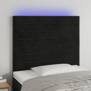 Cabecero con luces LED terciopelo negro 90x5x118/128 cm D