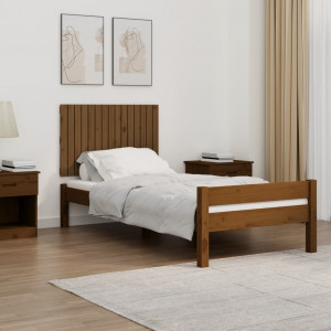 Cabecero cama pared madera maciza pino marrón miel 95.5x3x60 cm D