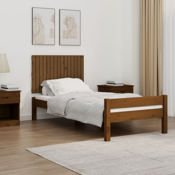 Cabecero cama pared madera maciza pino marrón miel 95.5x3x60 cm D