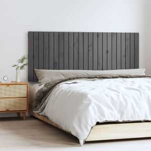 Cabecero de cama de pared madera maciza pino gris 147x3x60 cm D