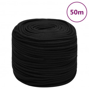 Cordas de trabalho de poliéster preto 6 mm 50 m D