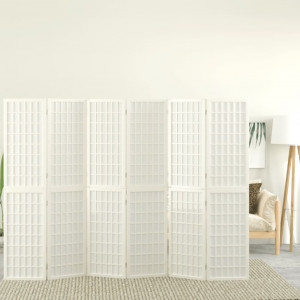 Biombo plegable con 6 paneles estilo japonés blanco 240x170 cm D