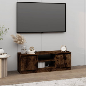 Mueble de TV con puerta roble ahumado 102x30x36 cm D