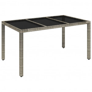 Mesa de jardim com tampo de vidro 150x90x75 cm vime PE cinzento H