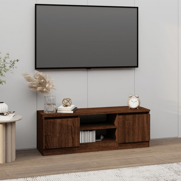 Mueble de TV con puerta roble marrón 102x30x36 cm D