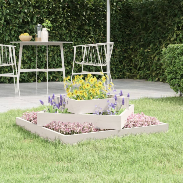 Jardinera de madera maciza de pino blanco 83x83x27 cm D