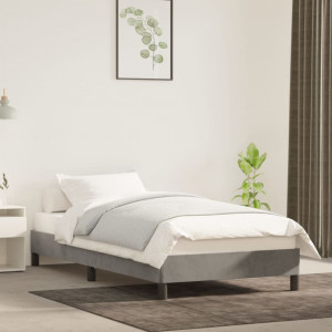 Estructura de cama de terciopelo gris claro 90x190 cm D