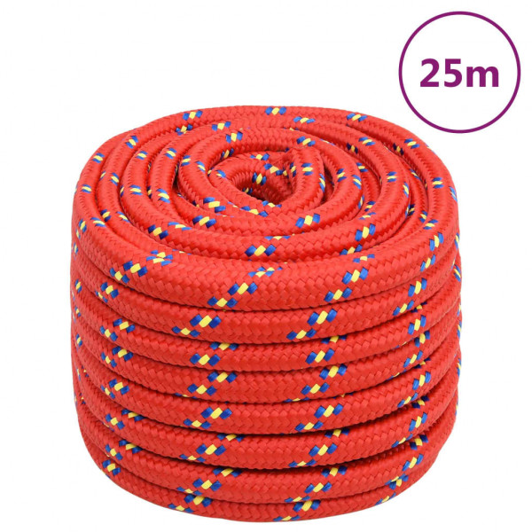 Corda de barco de polipropileno vermelho de 20 mm 25 m D