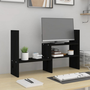 Soporte para monitor madera maciza pino negro (39-72)x17x43 cm D