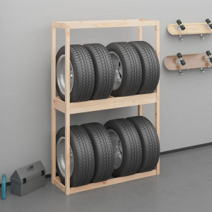 Soporte para neumáticos madera maciza de pino 120x40x180 cm D