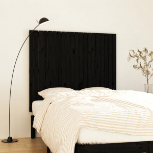 Cabecero de cama pared madera maciza pino negro 127.5x3x110 cm D