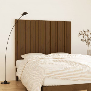 Cabecero de cama pared madera maciza marrón miel 146.5x3x110 cm D