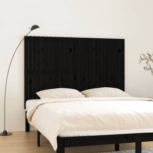 Cabecero de cama de pared madera maciza pino negro 166x3x110 cm D