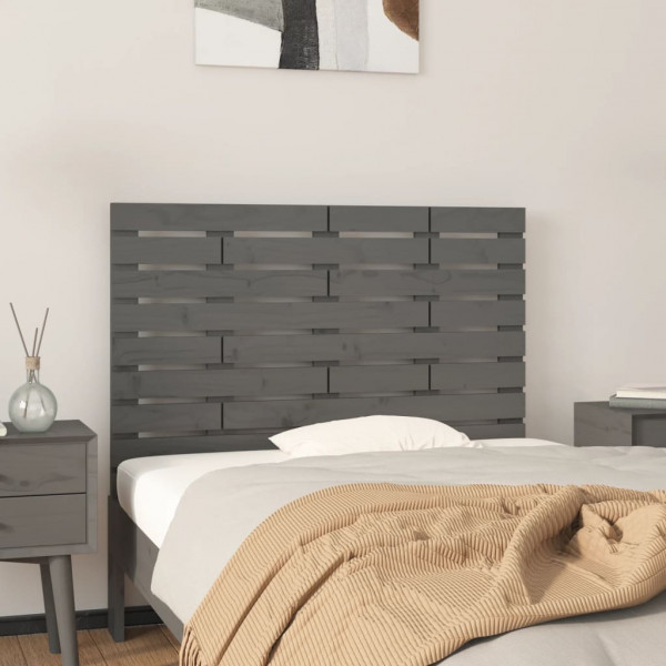 Cabecero de cama de pared madera maciza pino gris 106x3x63 cm D