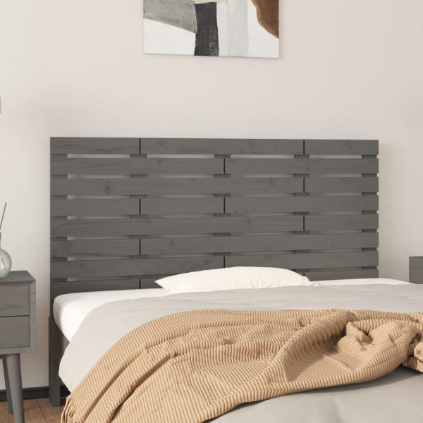 Cabeceira de cama de parede em madeira maciça de pinho cinza 156x3x63 cm D