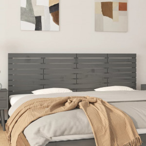 Cabecero de cama de pared madera maciza pino gris 166x3x63 cm D