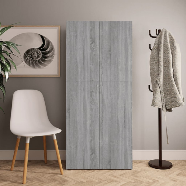 Mueble zapatero madera contrachapada gris Sonoma 80x35.5x180 cm D