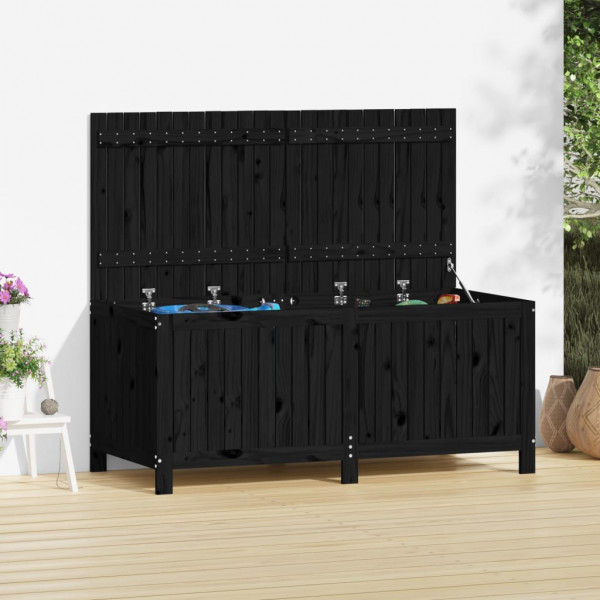 Caja de almacenaje jardín madera de pino negro 147x68x64 cm D