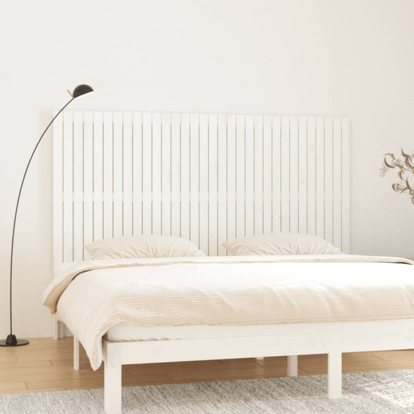 Cabecero de cama de pared madera maciza pino blanco 204x3x110cm D