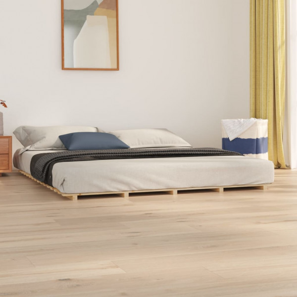 Estructura de cama de madera maciza de pino 200x200 cm D