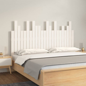 Cabecero de cama pared madera maciza pino blanco 146.5x3x80 cm D